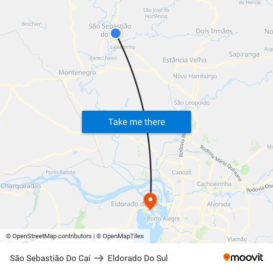 São Sebastião Do Caí to Eldorado Do Sul map