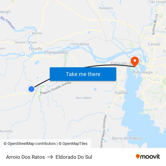 Arroio Dos Ratos to Eldorado Do Sul map