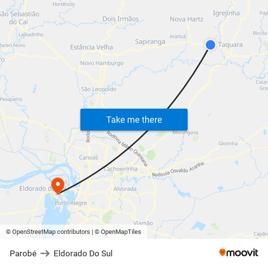 Parobé to Eldorado Do Sul map