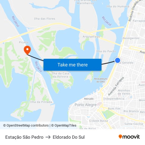 Estação São Pedro to Eldorado Do Sul map