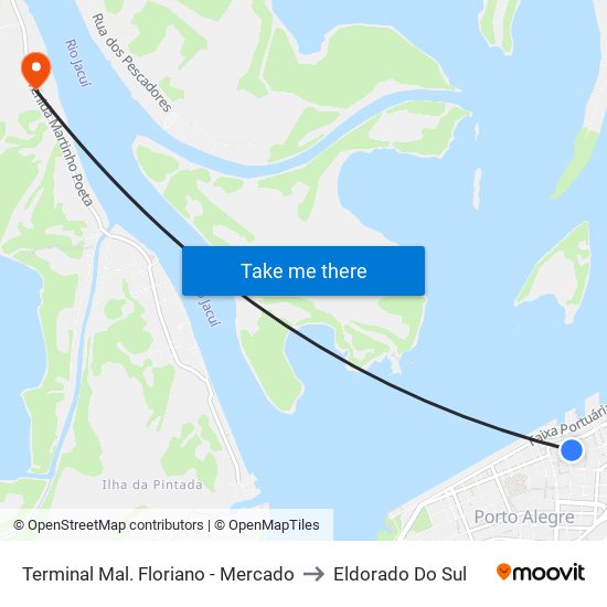 Terminal Mal. Floriano - Mercado to Eldorado Do Sul map