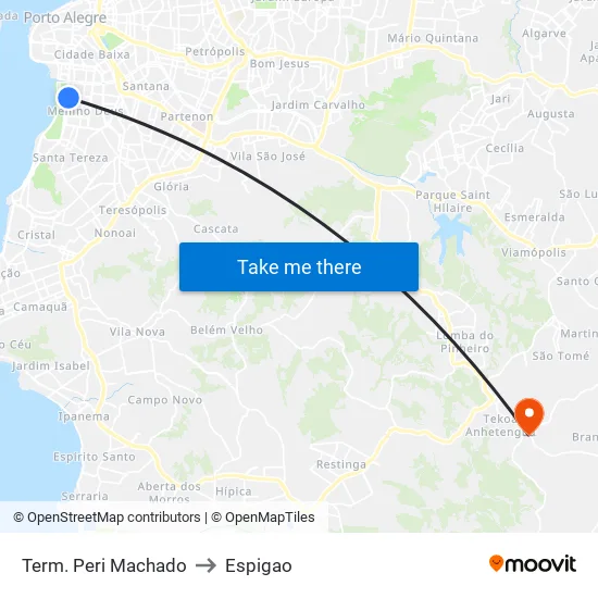 Term. Peri Machado to Espigao map