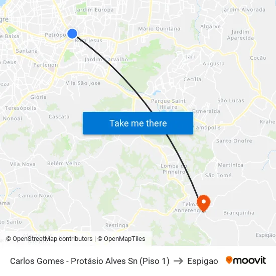 Carlos Gomes - Protásio Alves Sn (Piso 1) to Espigao map