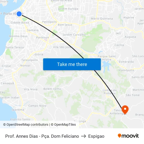 Prof. Annes Dias - Pça. Dom Feliciano to Espigao map