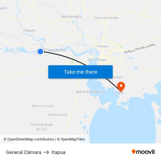 General Câmara to Itapua map