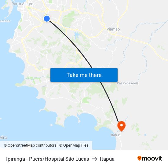 Ipiranga - Pucrs/Hospital São Lucas to Itapua map