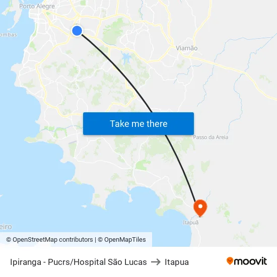 Ipiranga - Pucrs/Hospital São Lucas to Itapua map