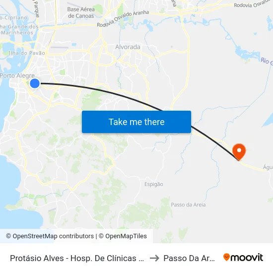 Protásio Alves - Hosp. De Clínicas Cb to Passo Da Areia map