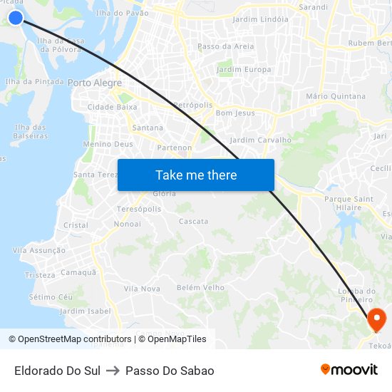 Eldorado Do Sul to Passo Do Sabao map