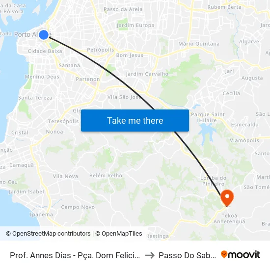 Prof. Annes Dias - Pça. Dom Feliciano to Passo Do Sabao map