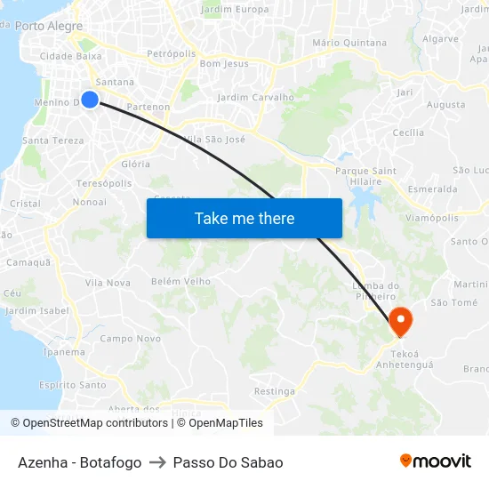 Azenha - Botafogo to Passo Do Sabao map