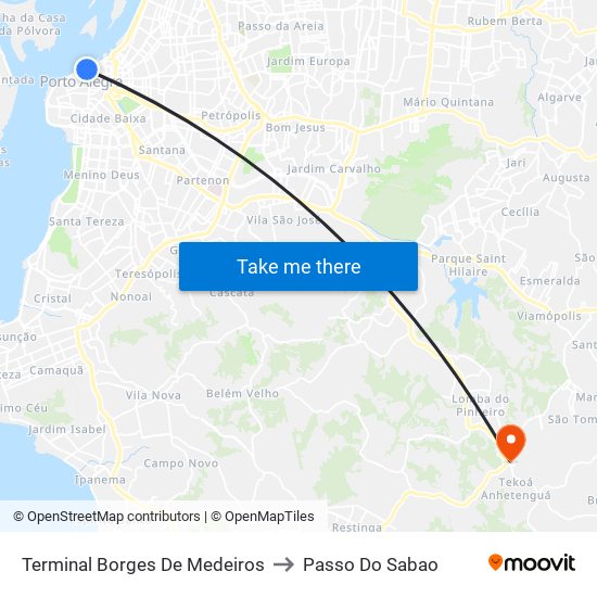 Terminal Borges De Medeiros to Passo Do Sabao map