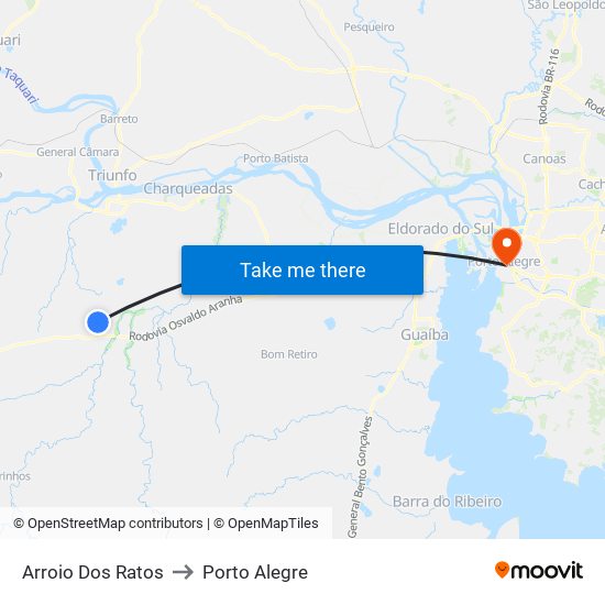 Arroio Dos Ratos to Porto Alegre map