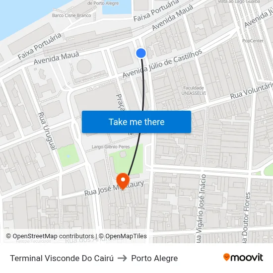 Terminal Visconde Do Cairú to Porto Alegre map