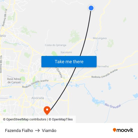 Fazenda Fialho to Viamão map