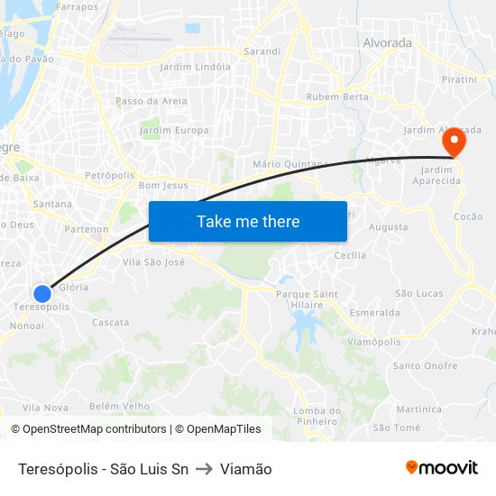 Teresópolis - São Luis Sn to Viamão map