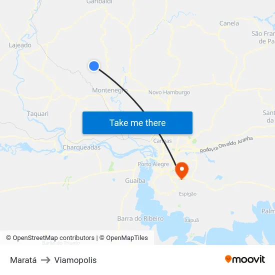 Maratá to Viamopolis map
