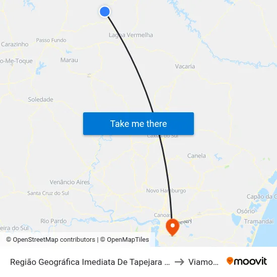 Região Geográfica Imediata De Tapejara - Sananduva to Viamopolis map