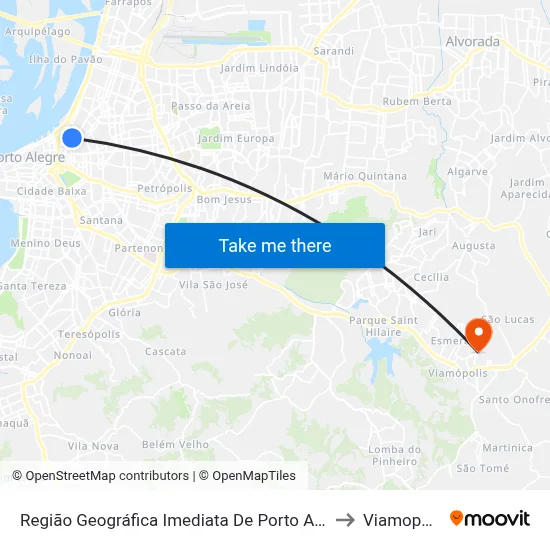 Região Geográfica Imediata De Porto Alegre to Viamopolis map