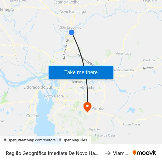 Região Geográfica Imediata De Novo Hamburgo - São Leopoldo to Viamopolis map