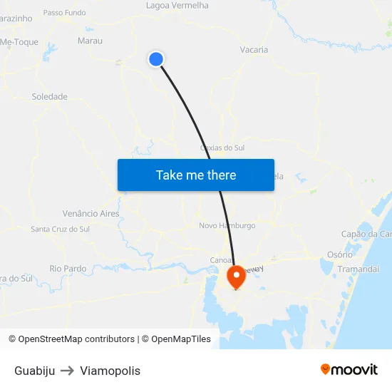 Guabiju to Viamopolis map