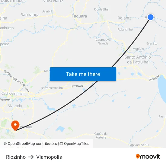 Riozinho to Viamopolis map