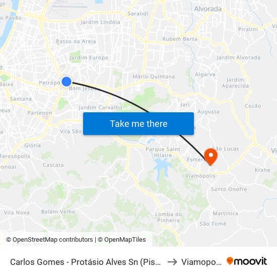 Carlos Gomes - Protásio Alves Sn (Piso 1) to Viamopolis map