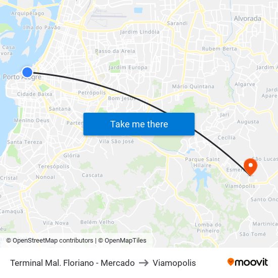 Terminal Mal. Floriano - Mercado to Viamopolis map