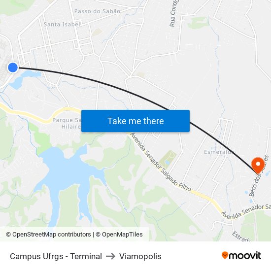 Campus Ufrgs - Terminal to Viamopolis map