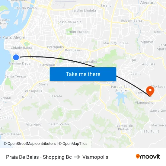 Praia De Belas - Shopping Bc to Viamopolis map
