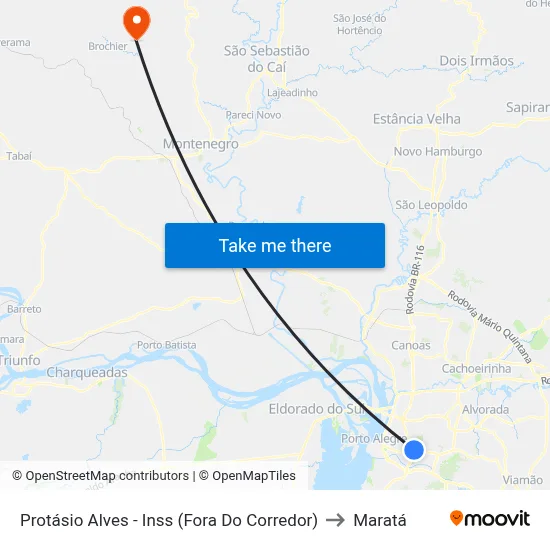 Protásio Alves - Inss (Fora Do Corredor) to Maratá map