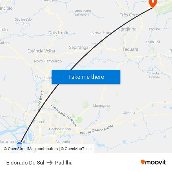 Eldorado Do Sul to Padilha map