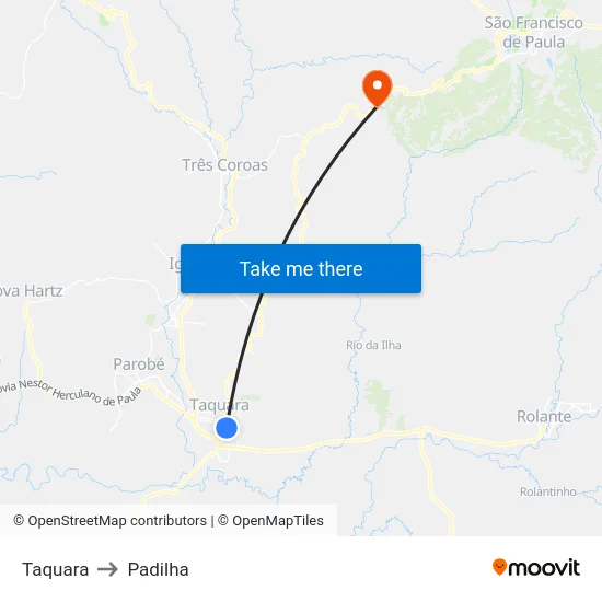 Taquara to Padilha map