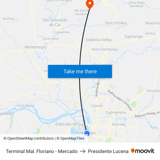 Terminal Mal. Floriano - Mercado to Presidente Lucena map