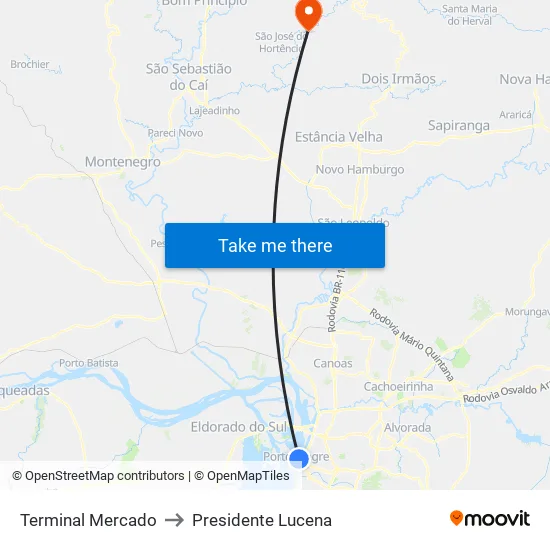 Terminal Mercado to Presidente Lucena map