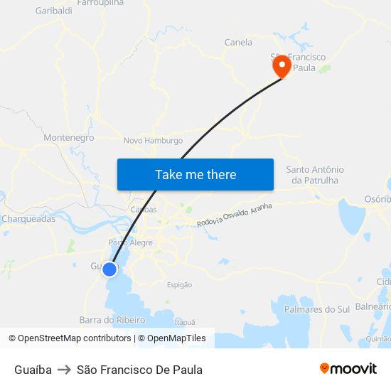 Guaíba to São Francisco De Paula map