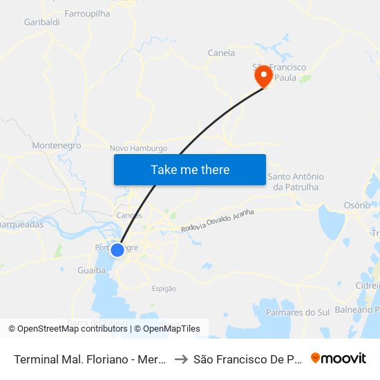 Terminal Mal. Floriano - Mercado to São Francisco De Paula map