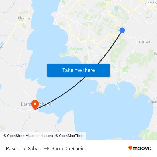 Passo Do Sabao to Barra Do Ribeiro map