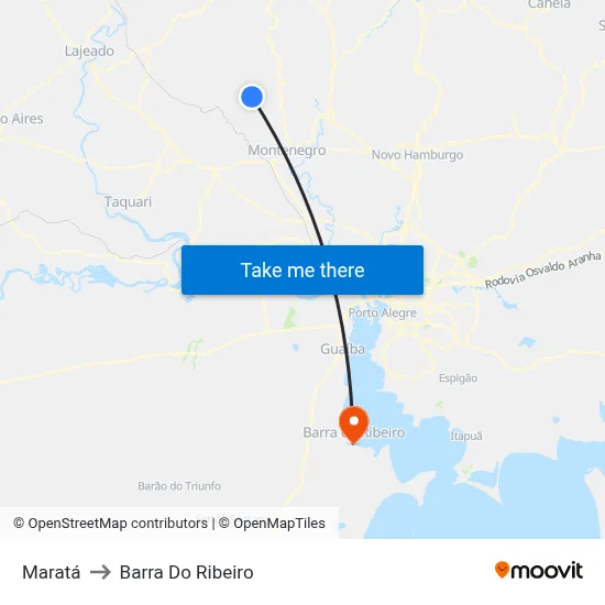 Maratá to Barra Do Ribeiro map