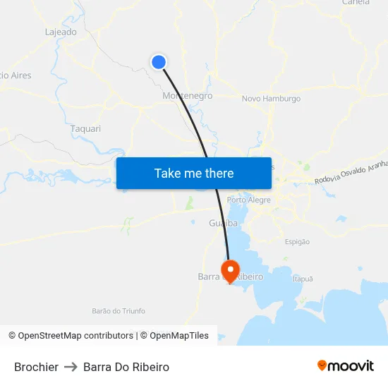 Brochier to Barra Do Ribeiro map