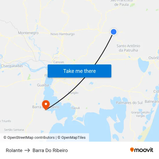 Rolante to Barra Do Ribeiro map