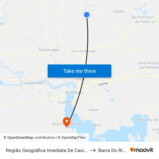 Região Geográfica Imediata De Caxias Do Sul to Barra Do Ribeiro map