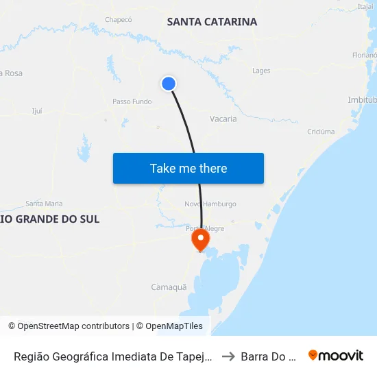 Região Geográfica Imediata De Tapejara - Sananduva to Barra Do Ribeiro map