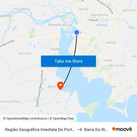 Região Geográfica Imediata De Porto Alegre to Barra Do Ribeiro map