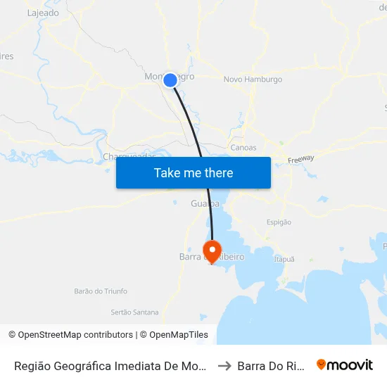 Região Geográfica Imediata De Montenegro to Barra Do Ribeiro map