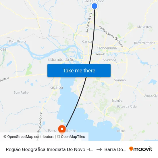 Região Geográfica Imediata De Novo Hamburgo - São Leopoldo to Barra Do Ribeiro map