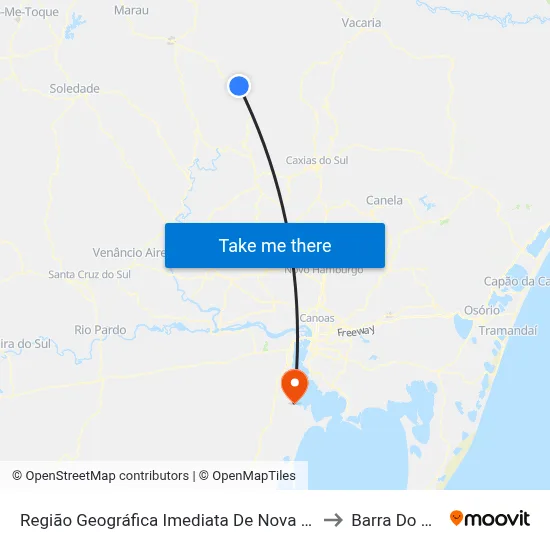 Região Geográfica Imediata De Nova Prata - Guaporé to Barra Do Ribeiro map