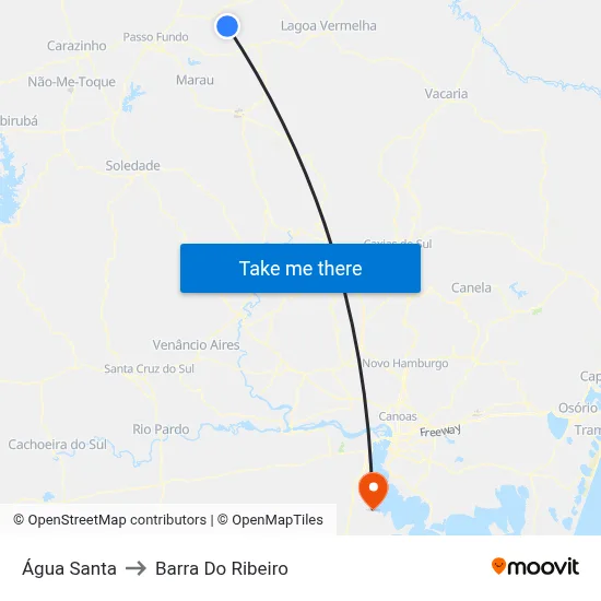 Água Santa to Barra Do Ribeiro map