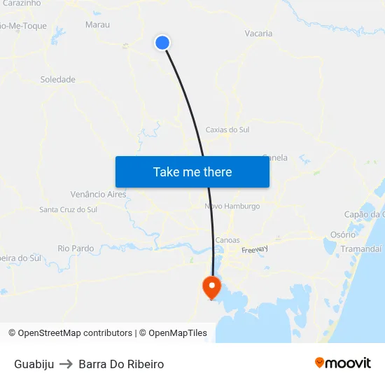 Guabiju to Barra Do Ribeiro map