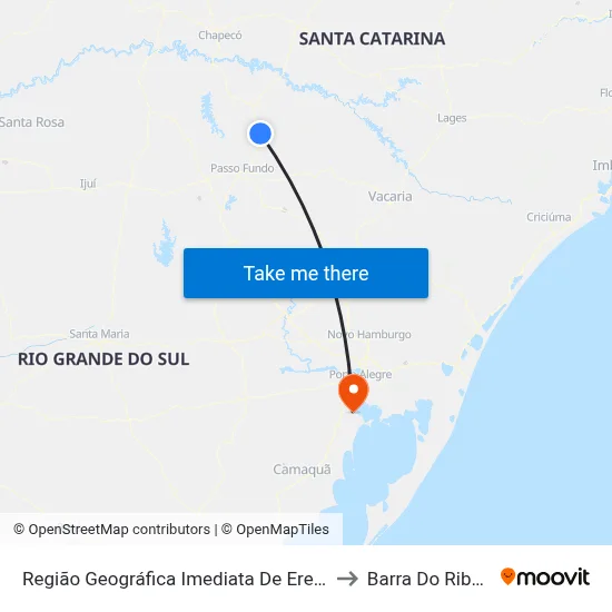 Região Geográfica Imediata De Erechim to Barra Do Ribeiro map